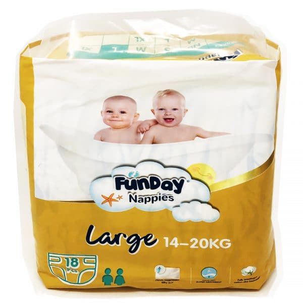 FUNDAY BABY DIAPER- L(8pktsx18pcs)